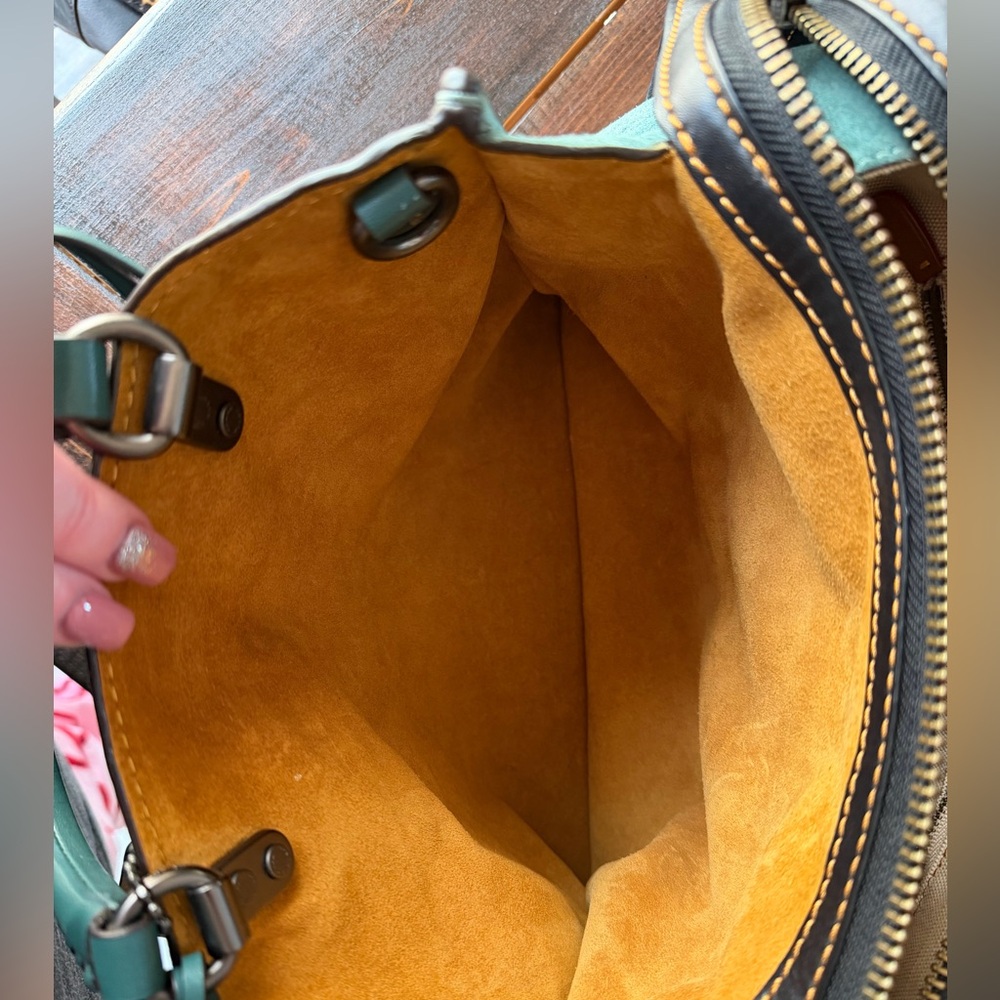 Coach 1941 Rogue 30 With Whipstitch Handle Teal Mixed Leather F58116 - Picture 8 of 15